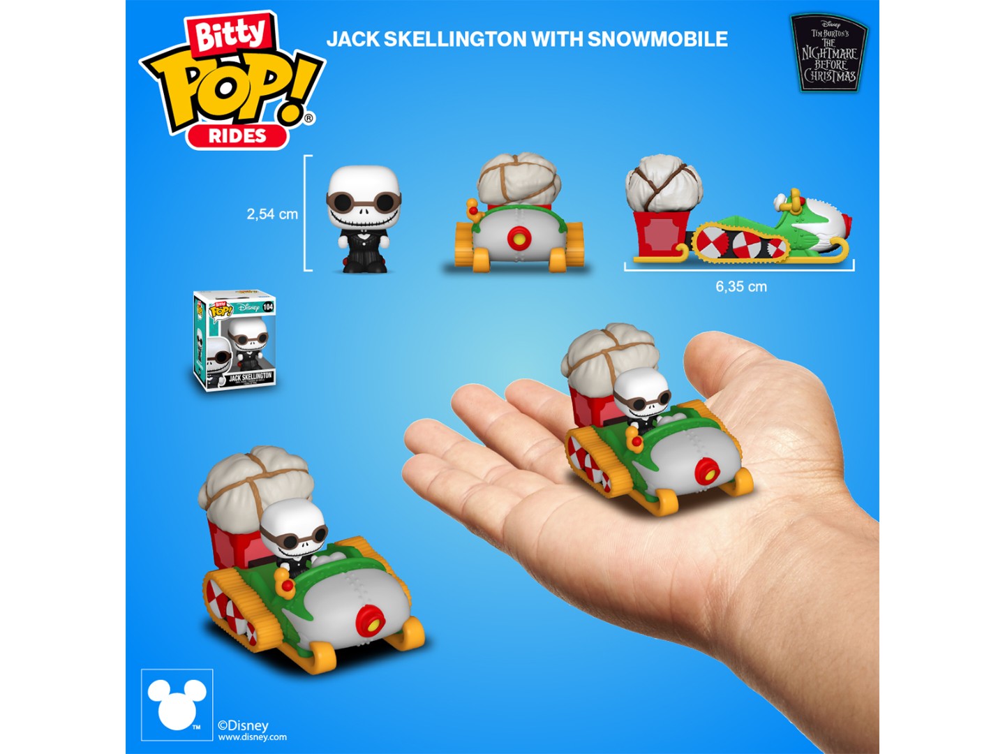 Колекційна фігурка FUNKO BITTY POP! Ride серії Кошмар перед Різдвом - ДЖЕК СКЕЛЛІНГТОН І СНІГОХІД (83624) — фото 3