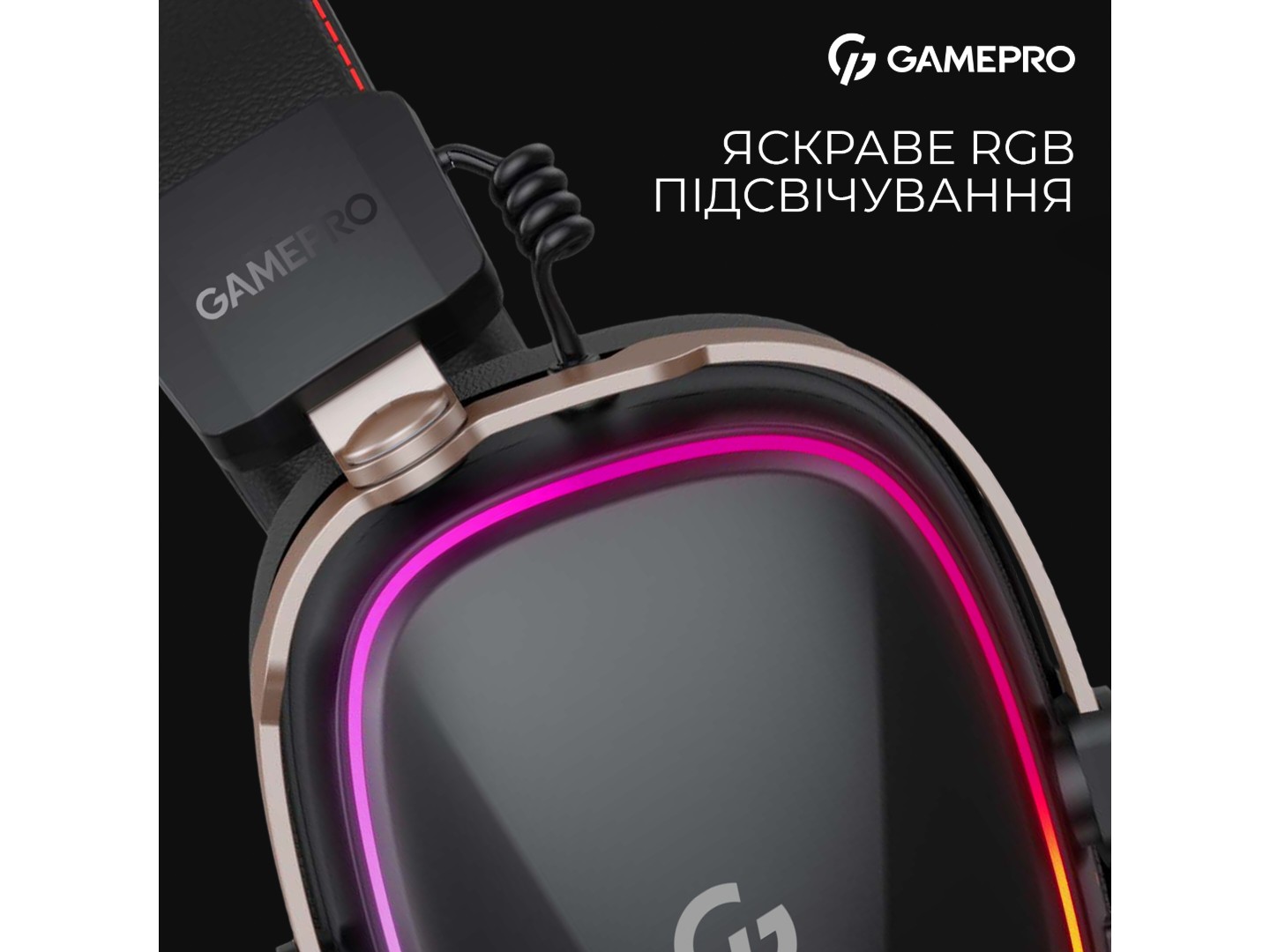 Гарнітура бездротова ігрова GamePro Asgard Valkyria RGB Tri-Mod (HSW249B) — фото 7