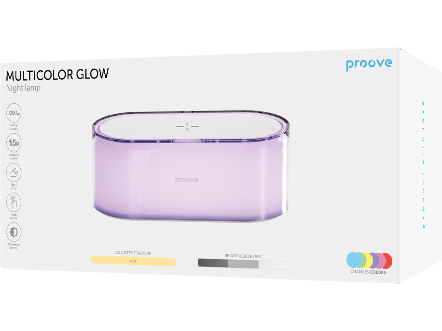 Нічник Proove Multicolor Glow 1200mAh White (PLGM00102002) — фото 8