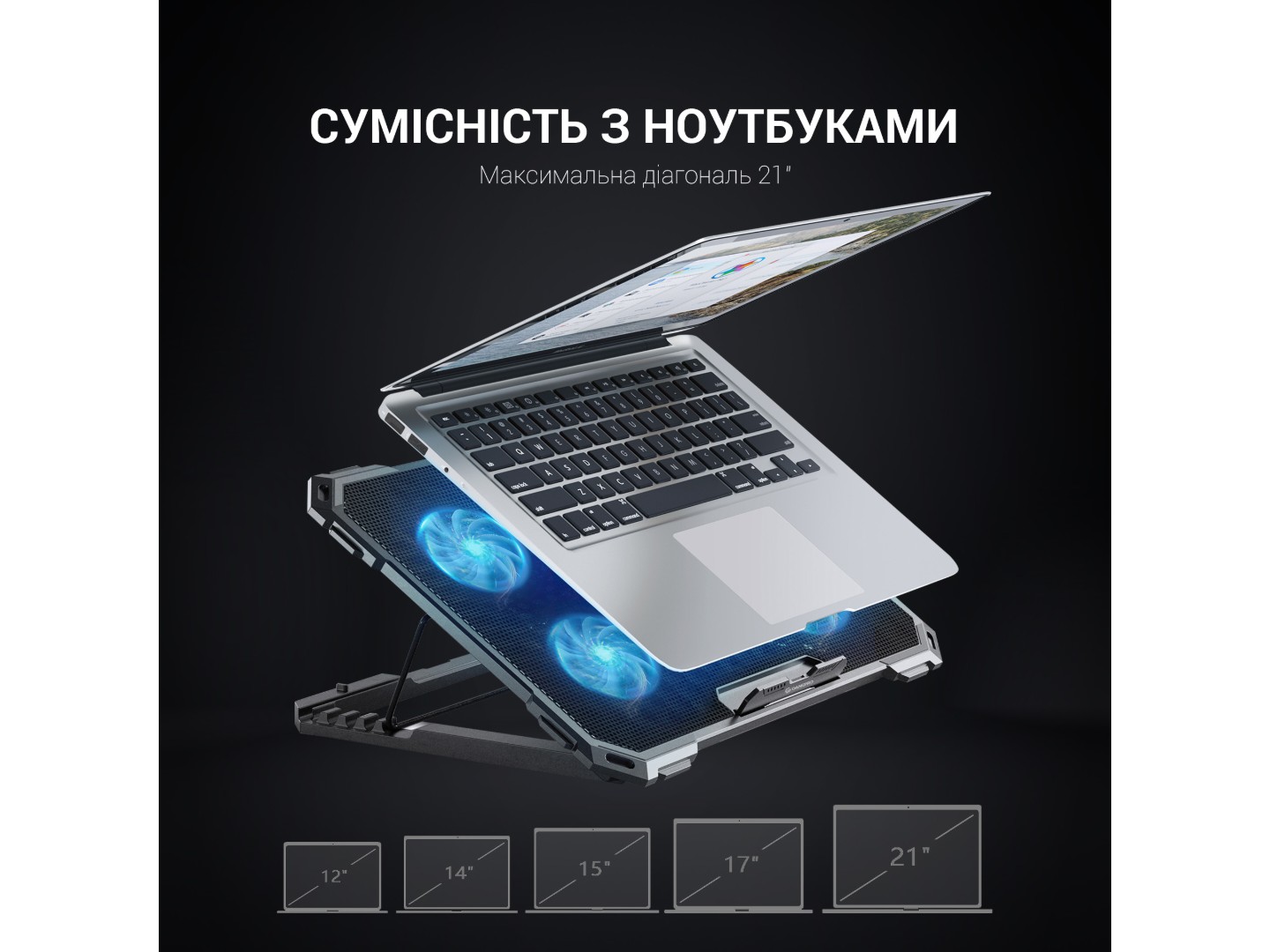Підставка під ноутбук охолоджуюча GamePro CP485 Black — фото 9
