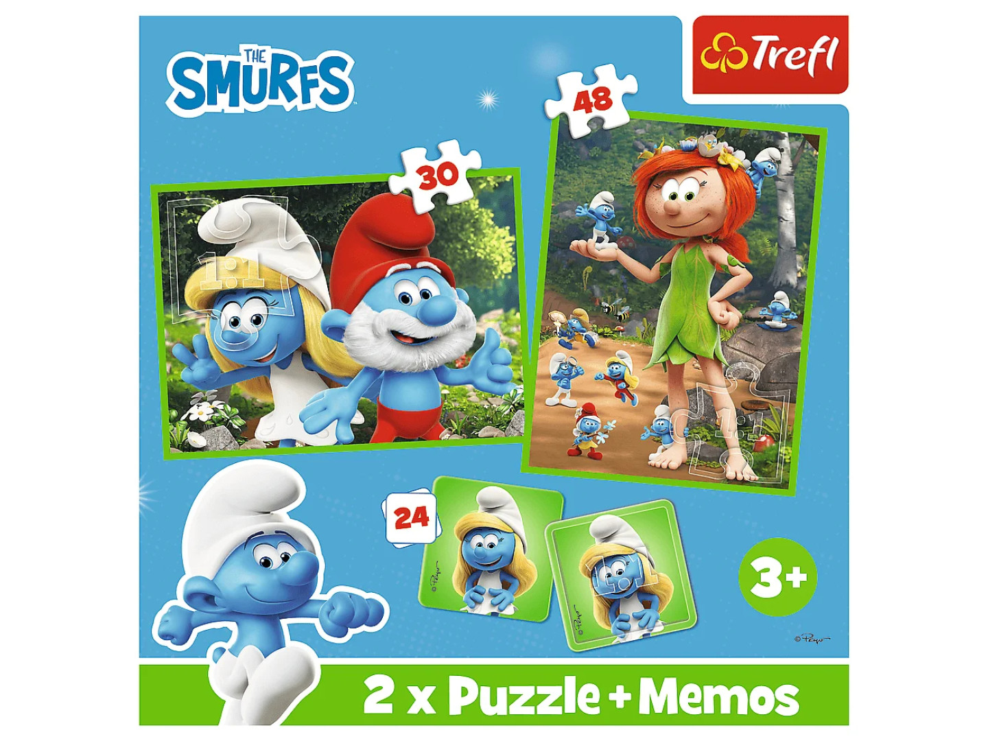Пазли (3-4 роки) Trefl 2в1+memos The Smurfs Смурфикам весело (36568) — фото 7