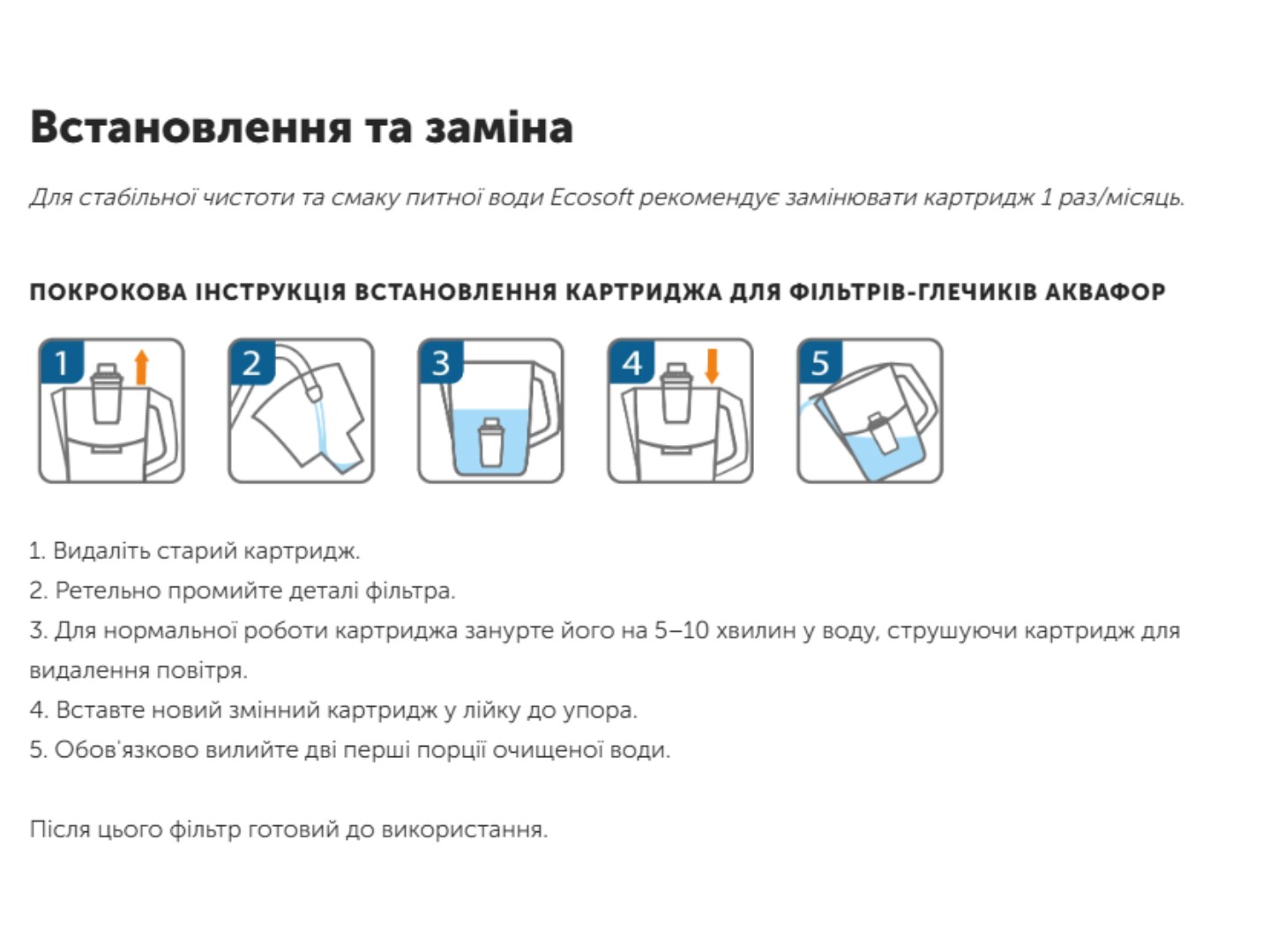 Картридж для фільтру-глечика Ecosoft до глечиків Аквафор 4 шт — фото 9
