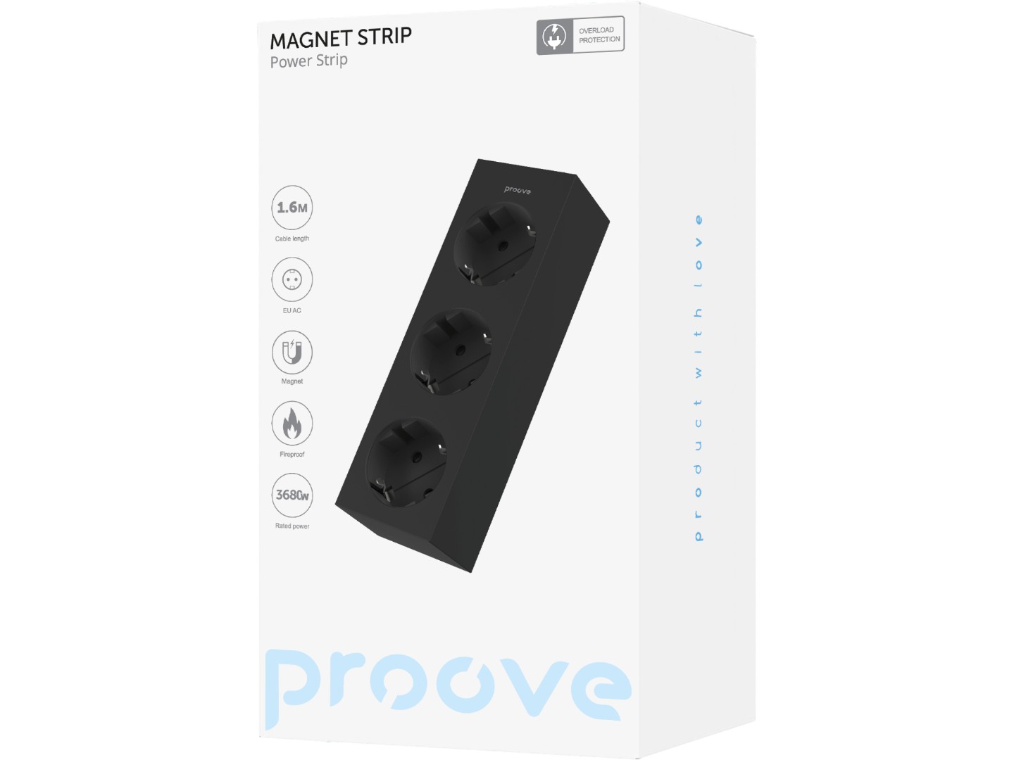 Мережевий фільтр Proove Magnet Strip (3xAC) 1.6m Black (PSMS25000001) — фото 9