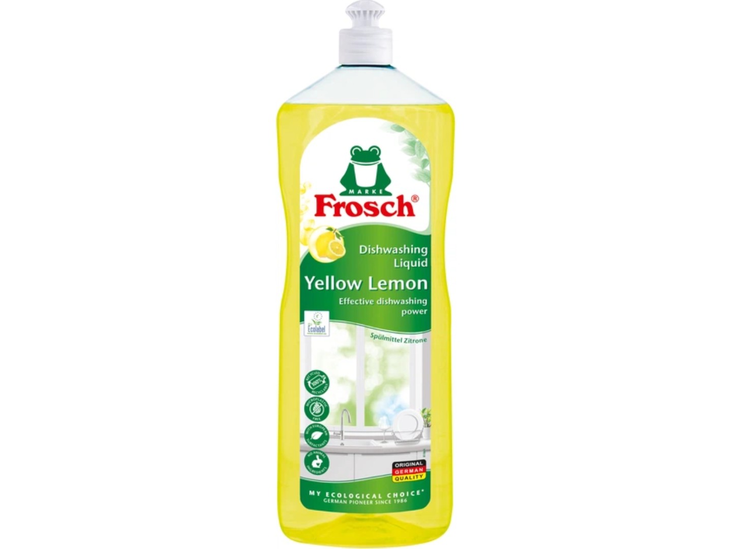 Засіб для ручного миття посуду Frosch Жовтий Лимон 1 л (4009175965929) — фото 1