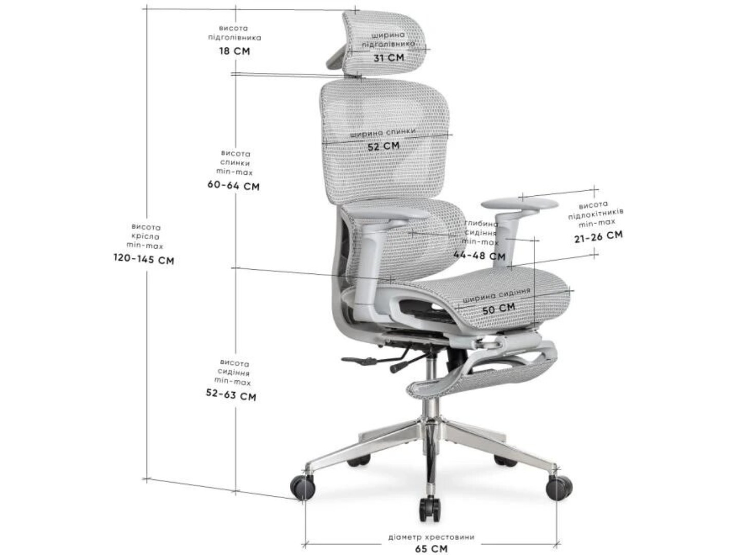 Крісло офісне Mealux M6 Air Massage Grey (HF-M6 M/G) — фото 3