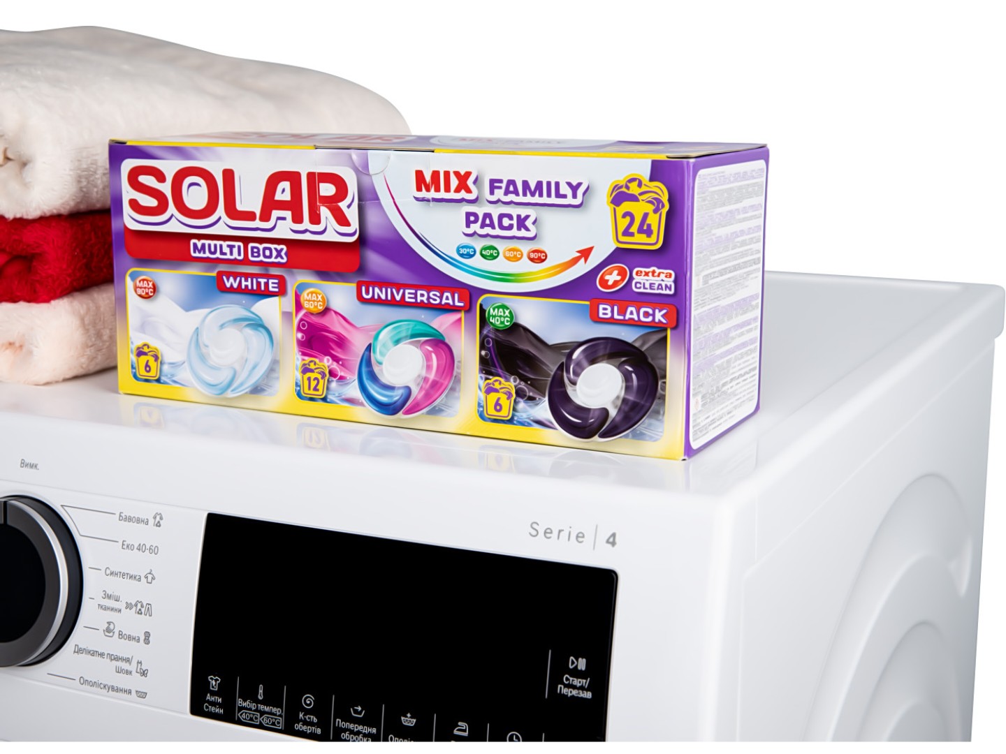 Капсули для прання Solar MULTI BOX для білих, універсальних та темних речей, 24 шт. (4820269930391) — фото 2