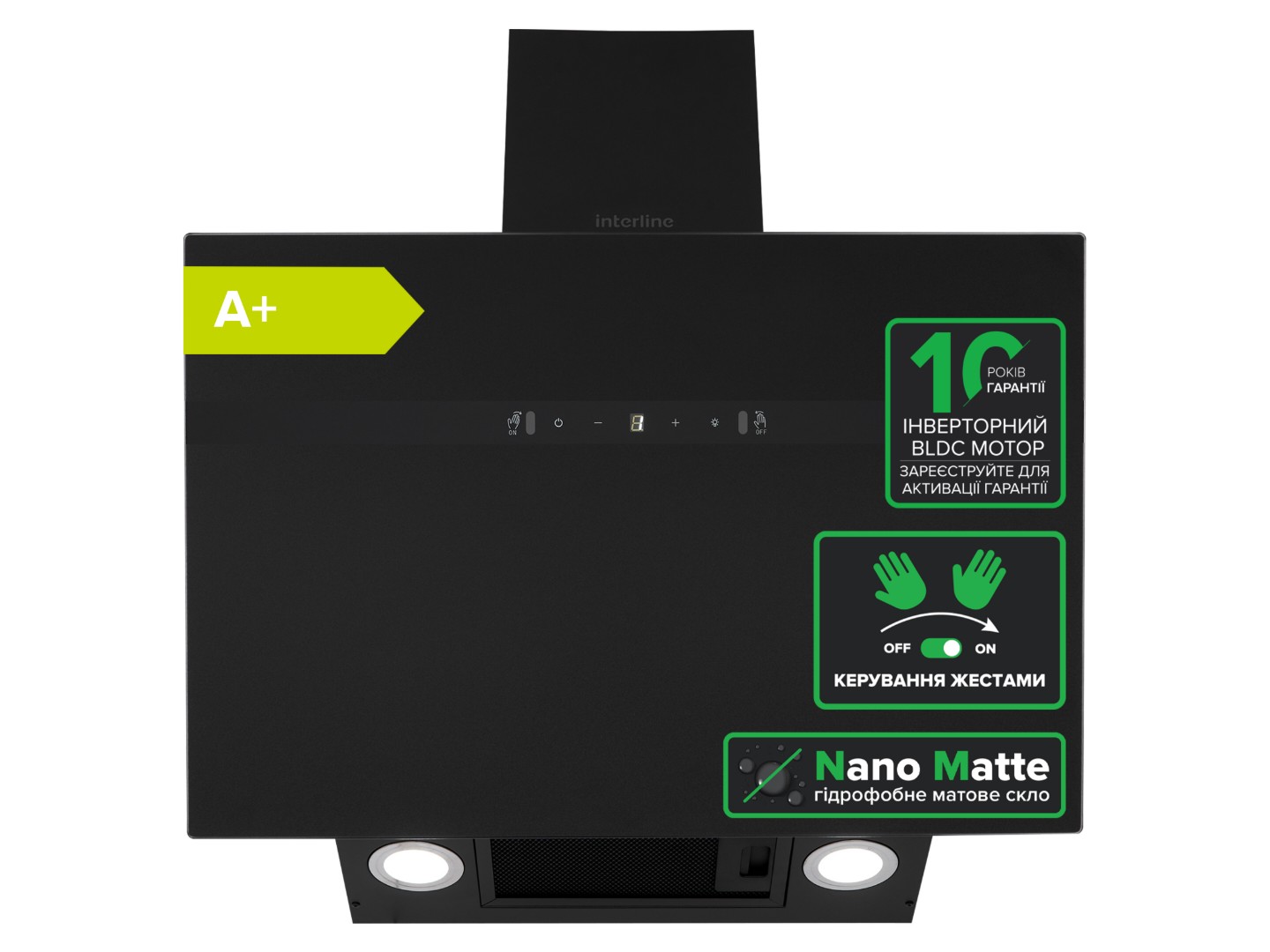 Витяжка декоративна Interline STREAM BL A/60/GL/M INV Nano Matte — фото 2