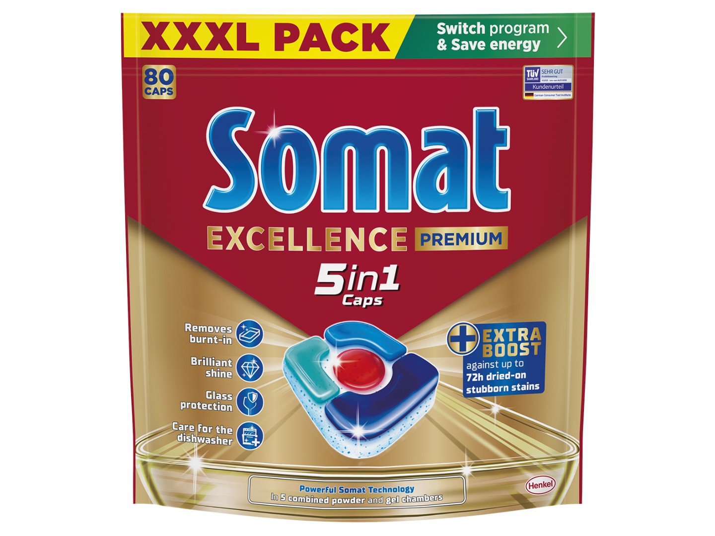 Таблетка для посудомийної машини Somat Экселенс 5-в-1, 80 шт.
