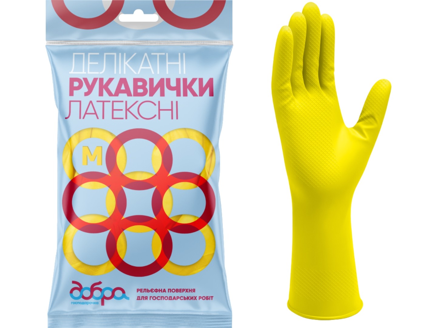 Рукавички латексні Добра господарочка делікатні розмір М (4820086521970)