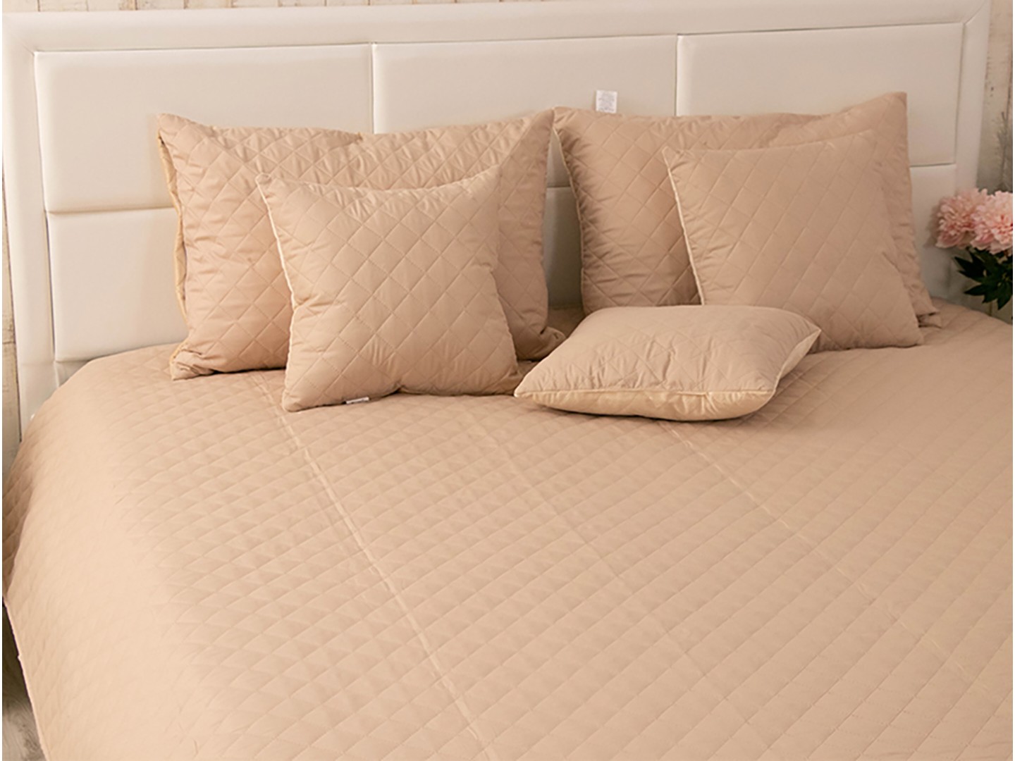 Наволочка Руно 50х70 см велюровий Beige Ромб (382.55_Beige ромб) — фото 2