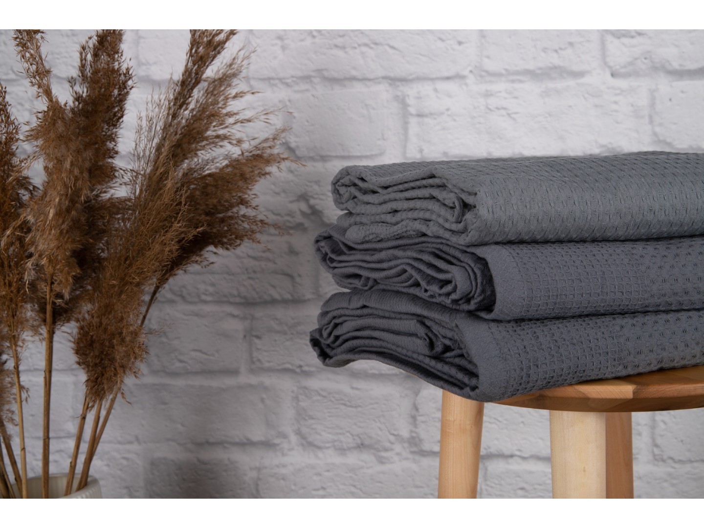Простирадло євро GM Textile літнє вафельне сіре 200х220 — фото 3