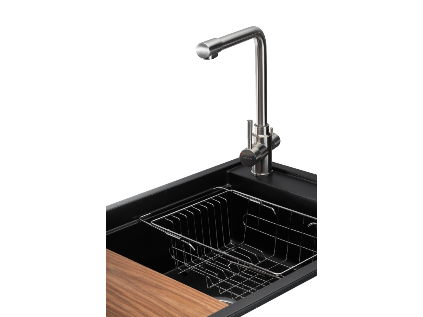 Мийка кухонна+змішувач GRANADO Optimal Estella black shine — фото 2