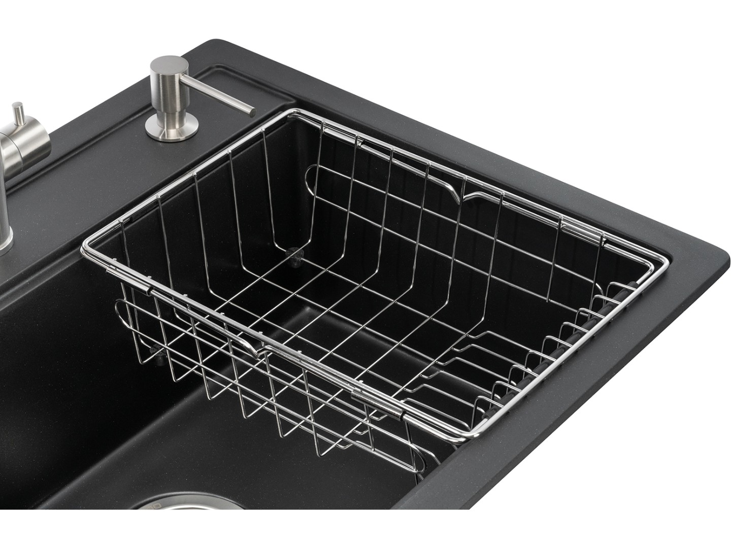 Мийка кухонна+змішувач+дозатор GRANADO Optimal Artes black shine (+Badalona LUX inox+ Redondo inox+кошик+дошка) — фото 4
