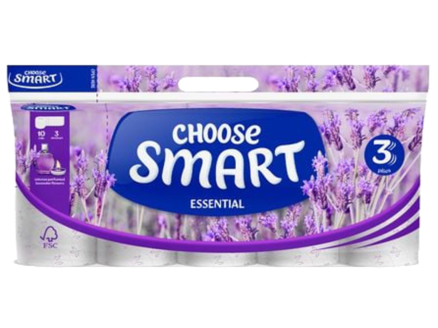 Туалетний папір Smart ESENTIAL Лаванда 3 шари, 10 рул.по 14,4 м