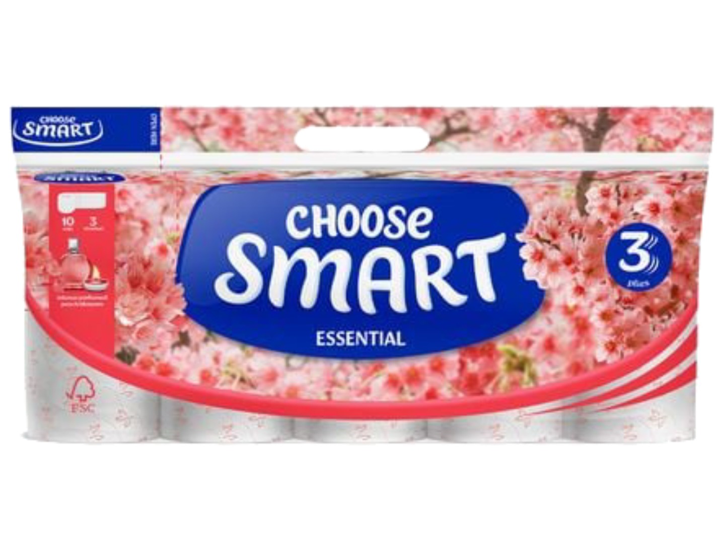 Туалетний папір Smart ESENTIAL Персик 3 шари, 10 рул.по 14,4 м