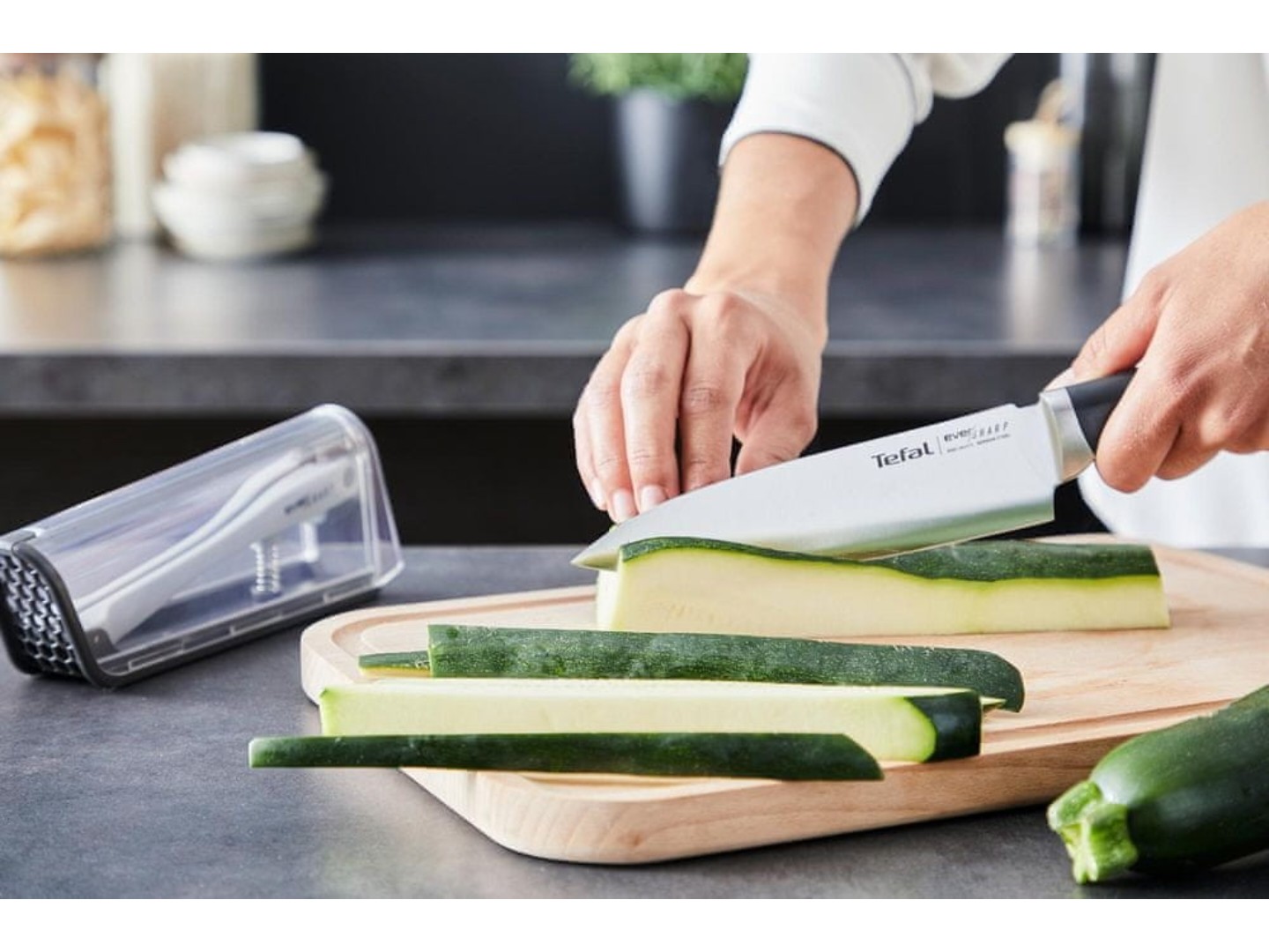 Ніж кухонний Tefal Eversharp 16.5 см з чохлом-точилкою (K2569004) — фото 14