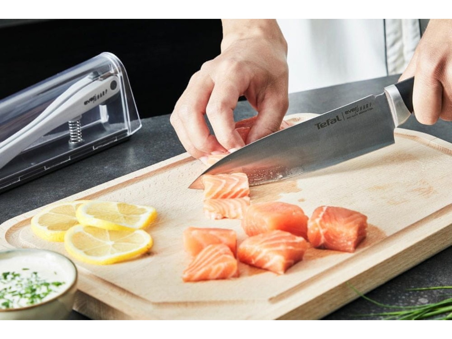 Ніж кухонний Tefal Eversharp 16.5 см з чохлом-точилкою (K2569004) — фото 16