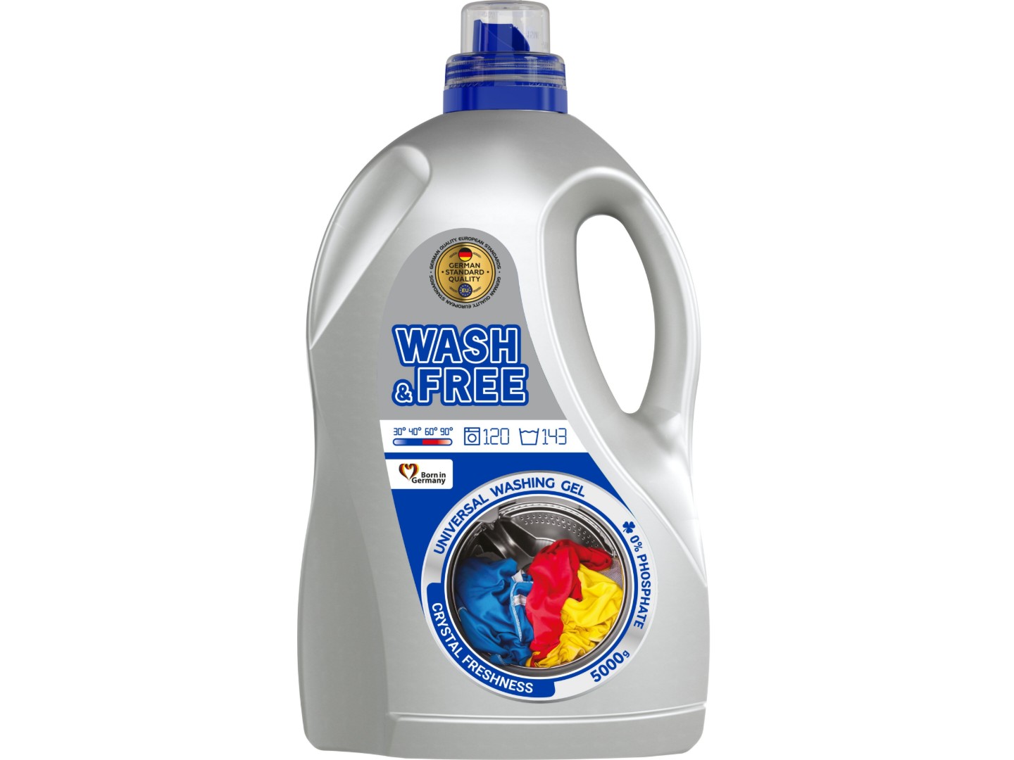 Гель для прання WASH & FREE універсальний 5000 г, 143 циклу — фото 1