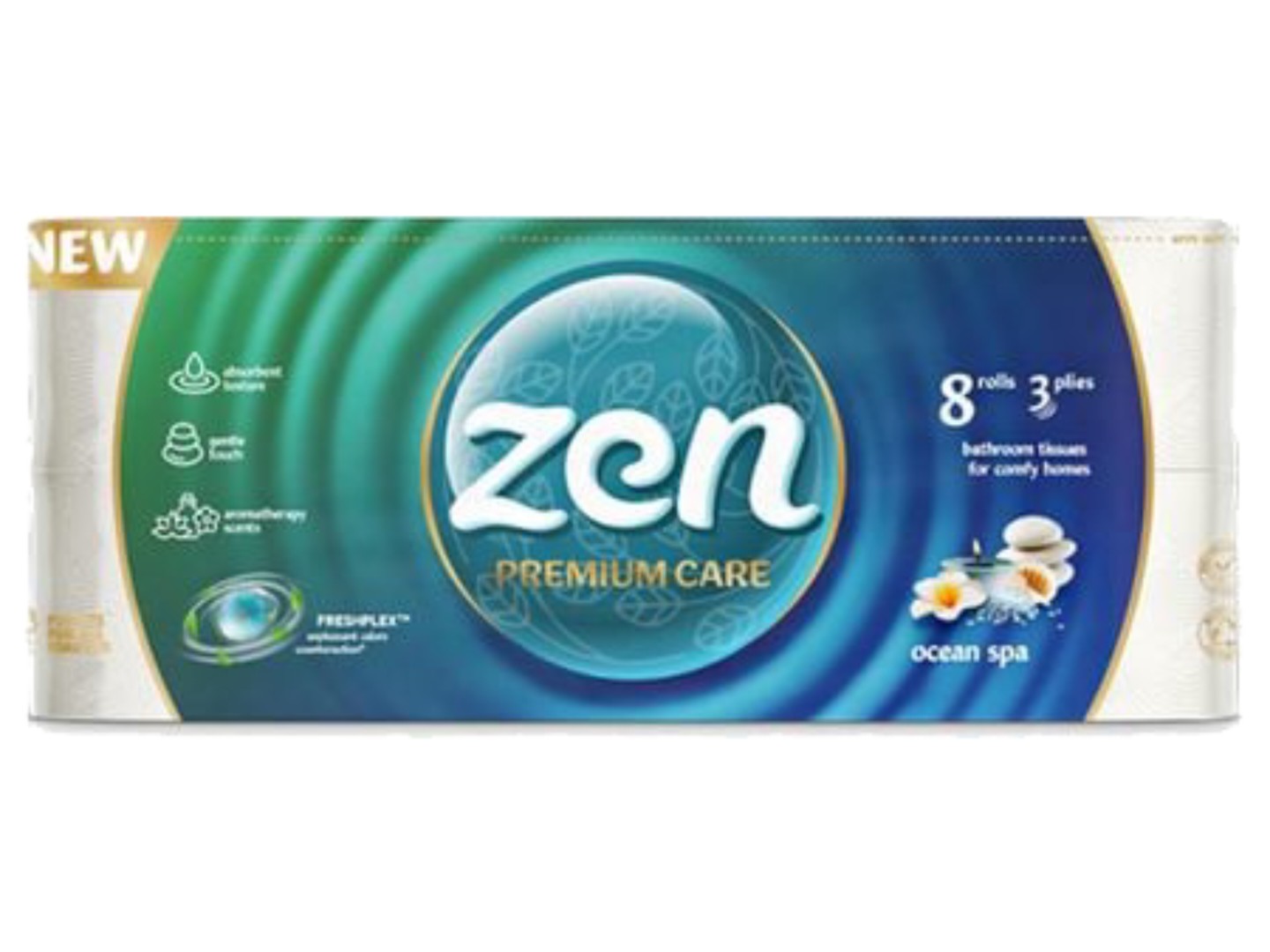 Туалетний папір ZEN ТPremium Ocean SPA 3 шари, 8 довгих рул.по 18,9 м