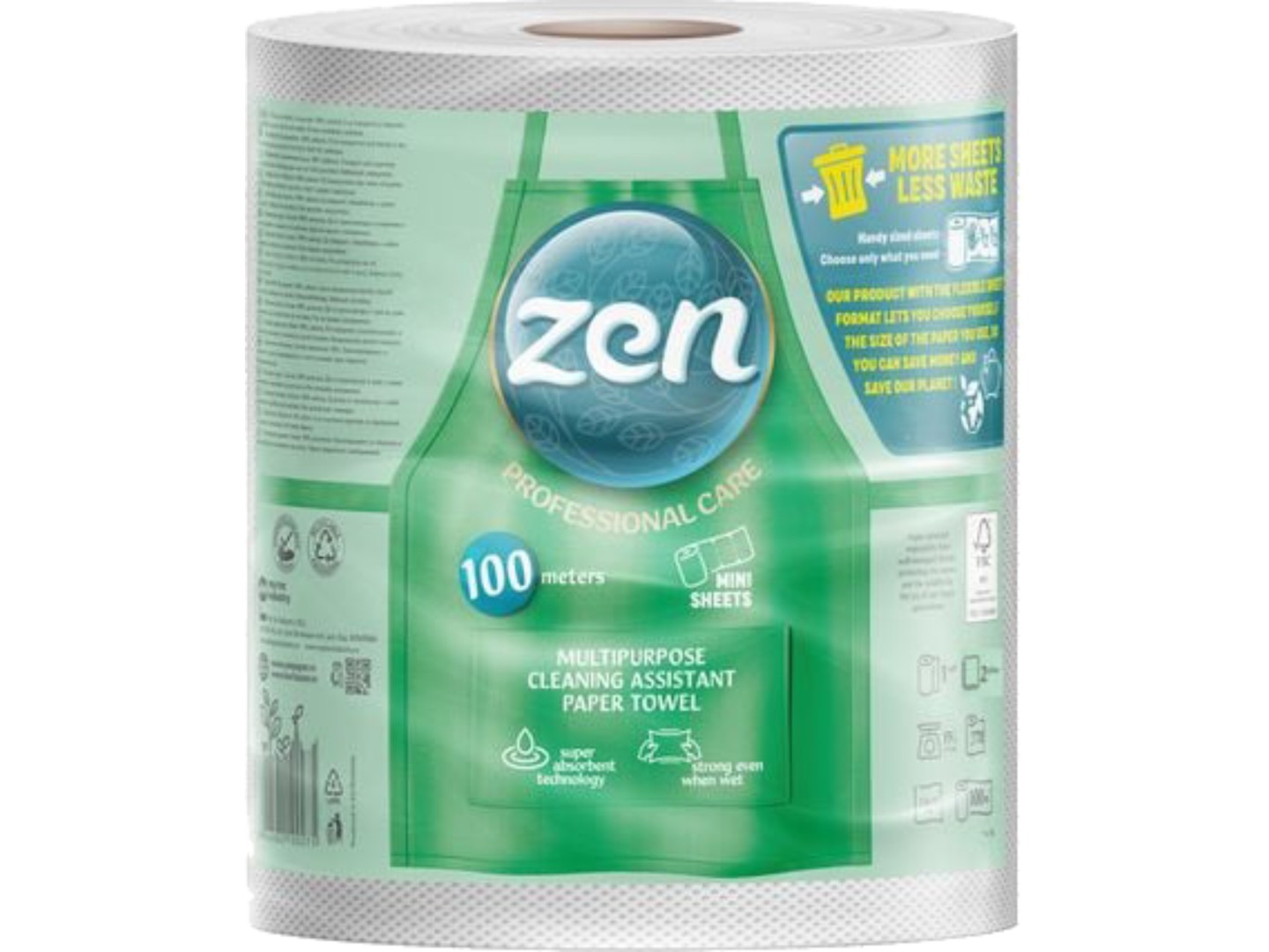Рушники паперові ZEN Professional 770 відривів, 100 м, 2 шари, 1 рулон