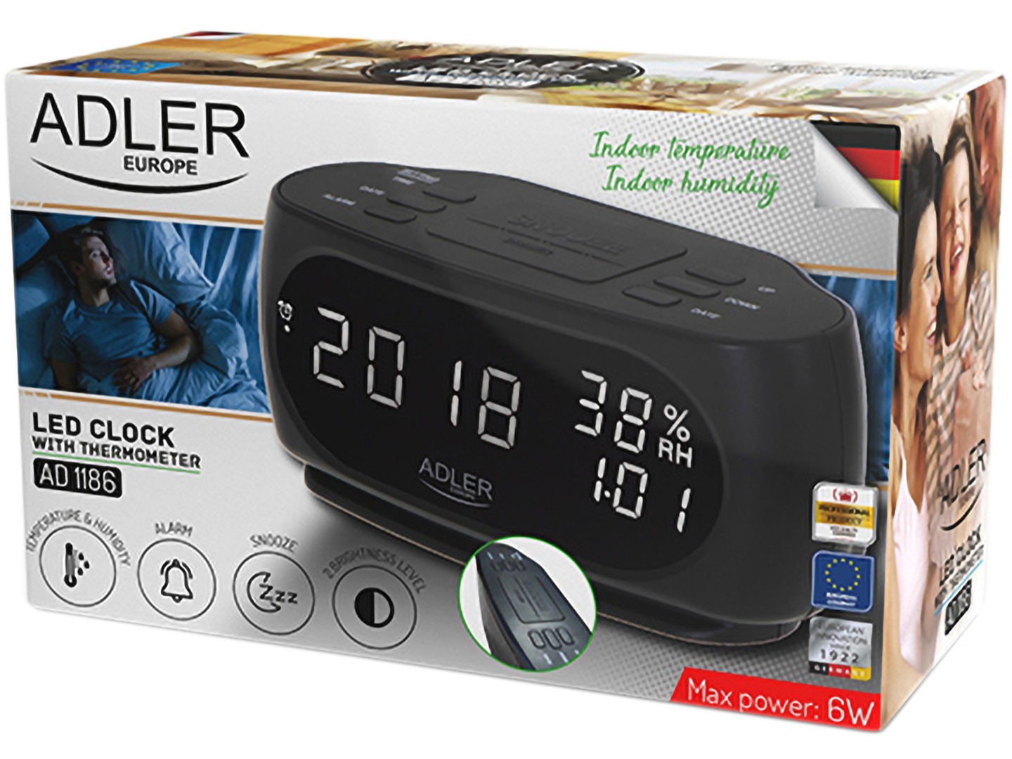 Настільний годинник Adler AD 1186 Black — фото 8