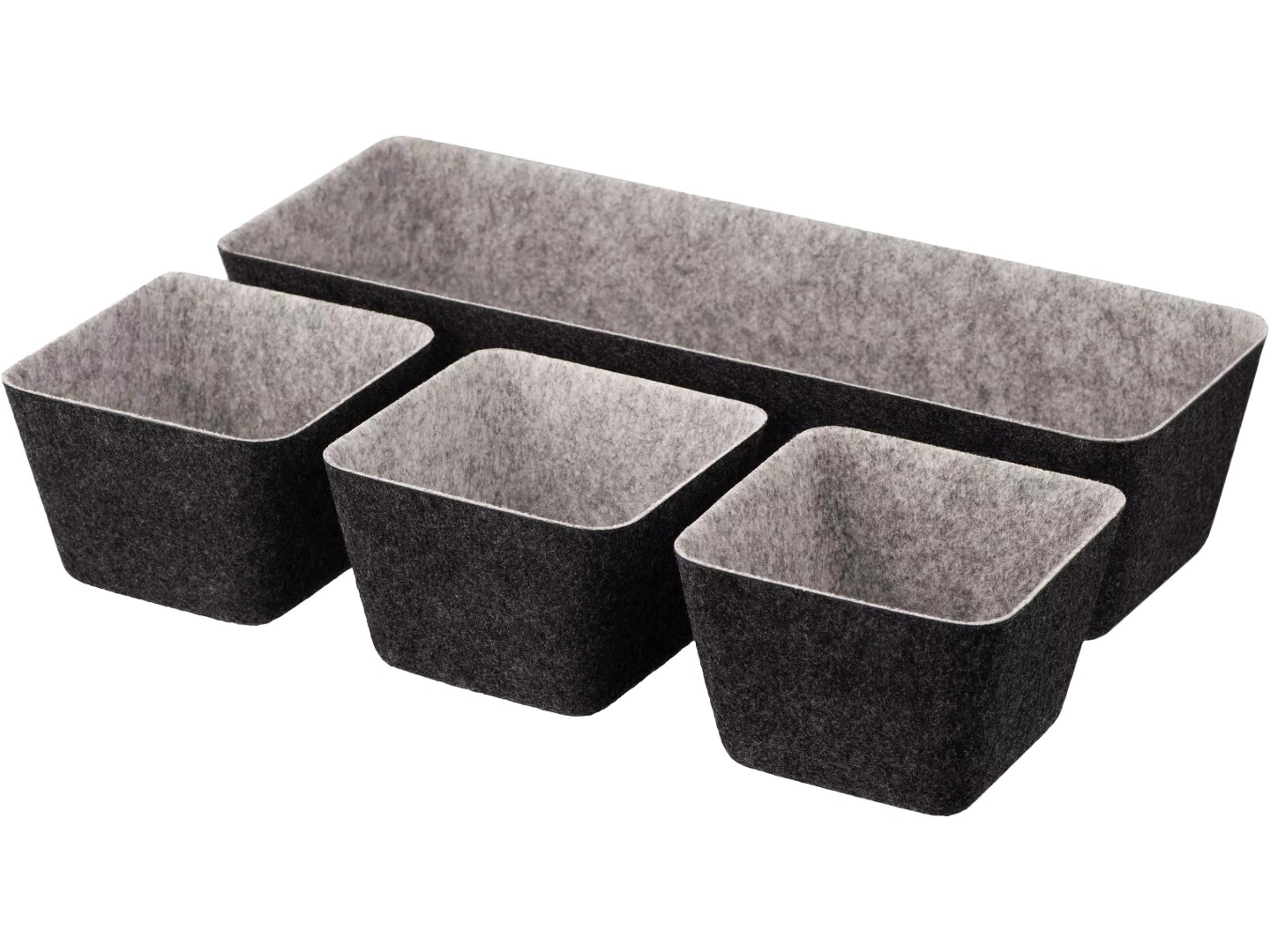 Набір корзин для зберігання ARDESTO Prestigio 38.5x13.5x9cm/12x12x8.5 см 4 пр. Gray (ARHH5101FG)
