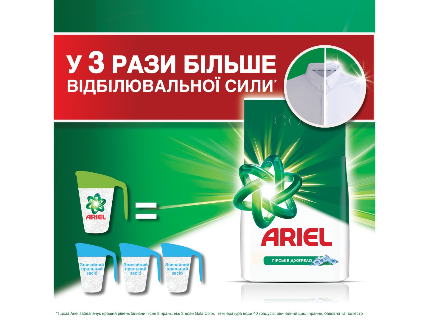 Пральний порошок Ariel Аква-Пудра Гірське Джерело 37 циклів, 5кг — фото 5