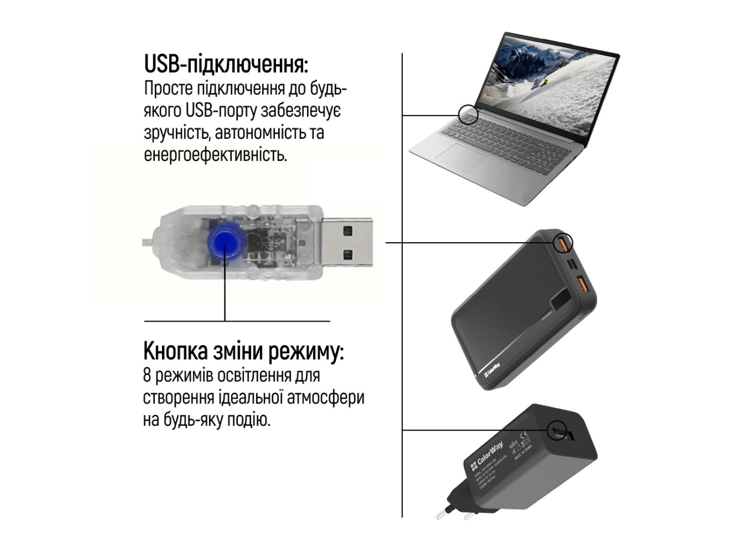 Гірлянда каскад Colorway LED 98 7x1.5м кольорова USB (CW-G-98L71CUMC) — фото 11