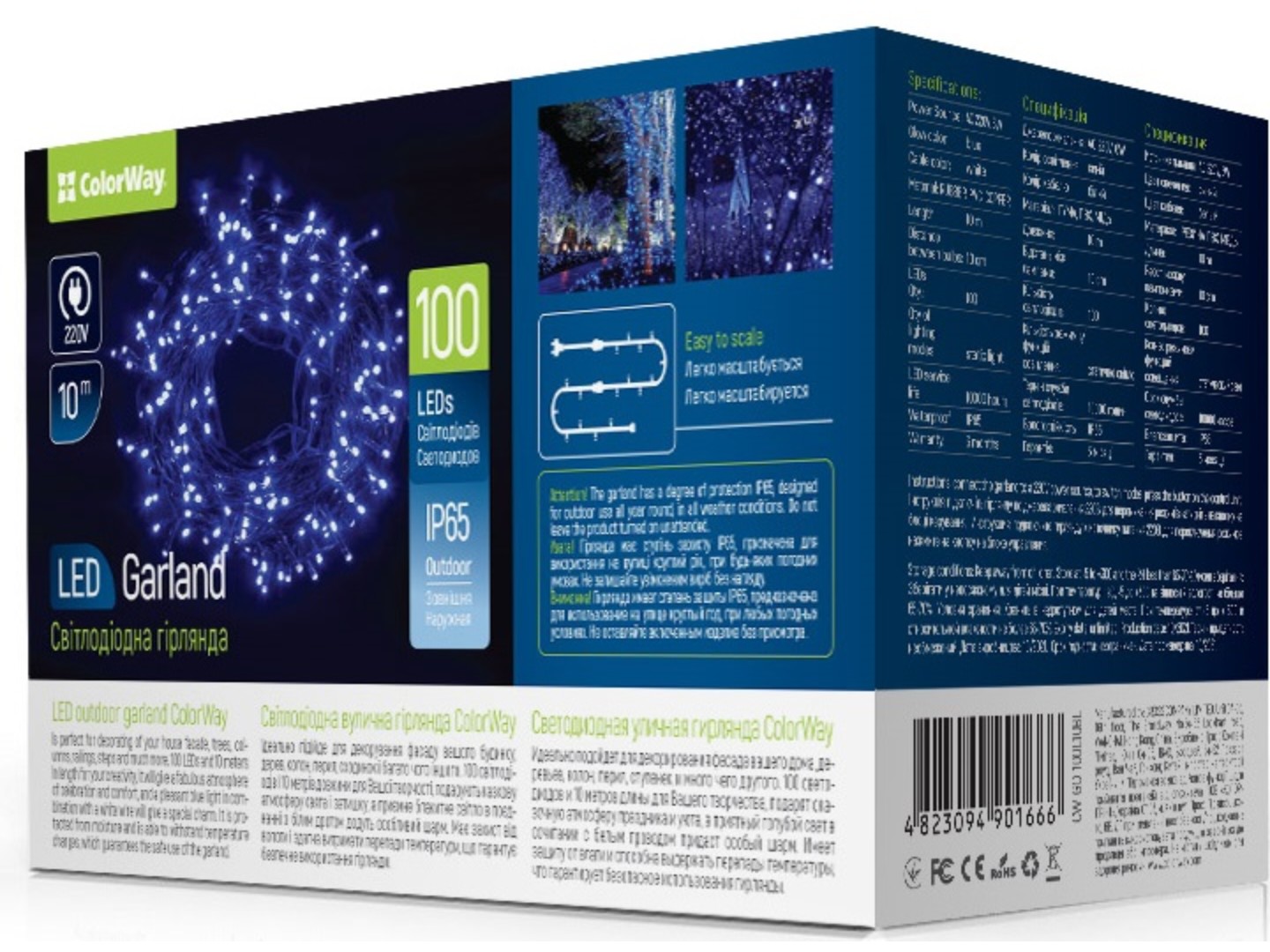 Гірлянда лінійна Colorway 10 m 100Led IP65 (CW-GO-100L10BL) — фото 1