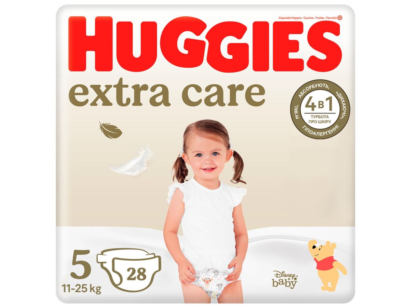 Одноразові підгузки Huggies Extra Care Size Розмір 5 (11-25 кг), 28 шт. (5029053583150)