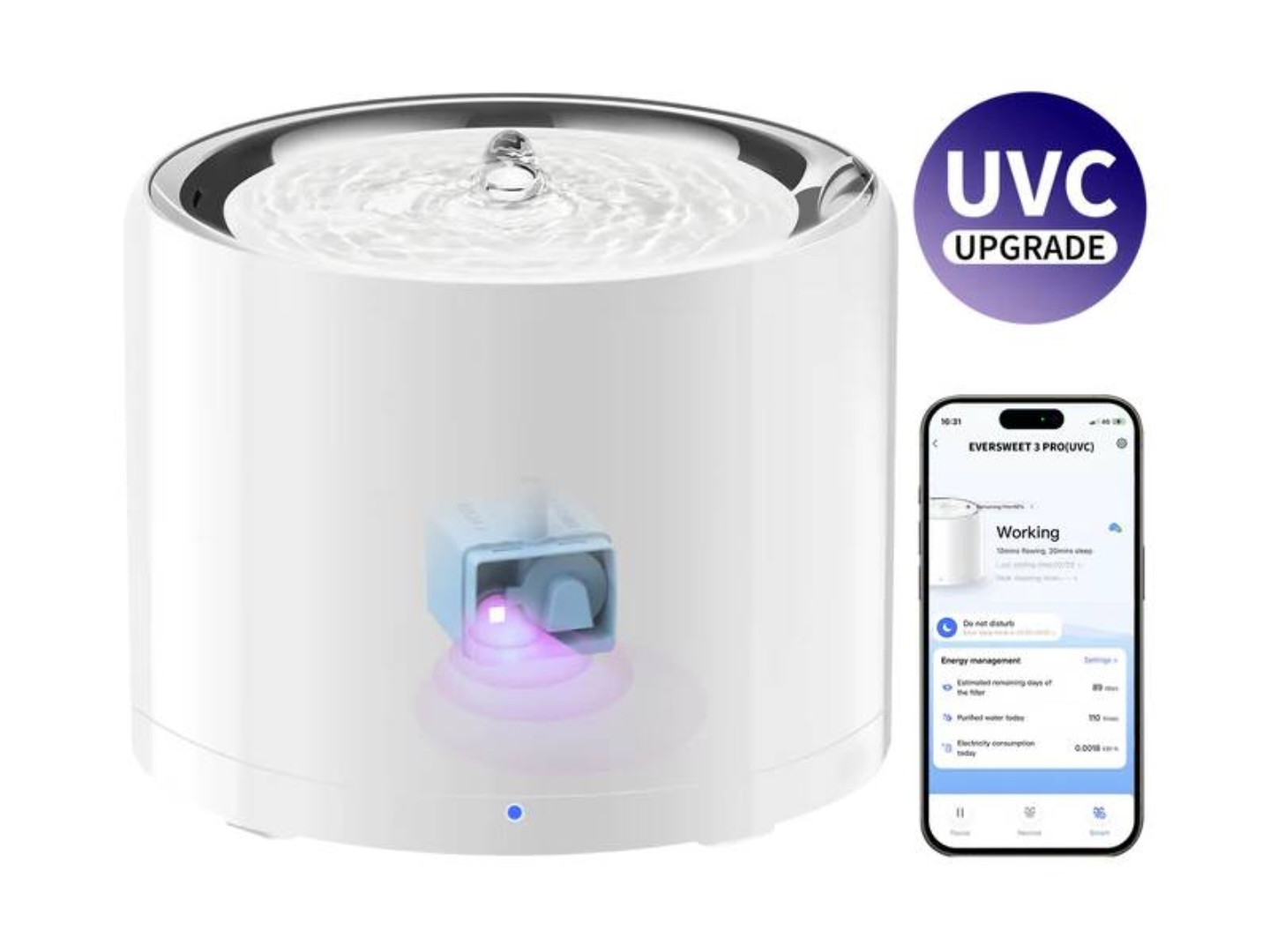 Смарт-поїлка PETKIT Eversweet 3 PRO (UVC) Smart Pet Drinking Fountain (P4108-UVC) — фото 1