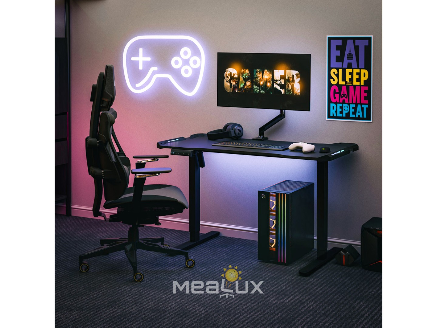 Стіл з електрорегулюванням висоти Mealux PowerDesk Carbon RGB (EVO-201 Carbon / B) — фото 2