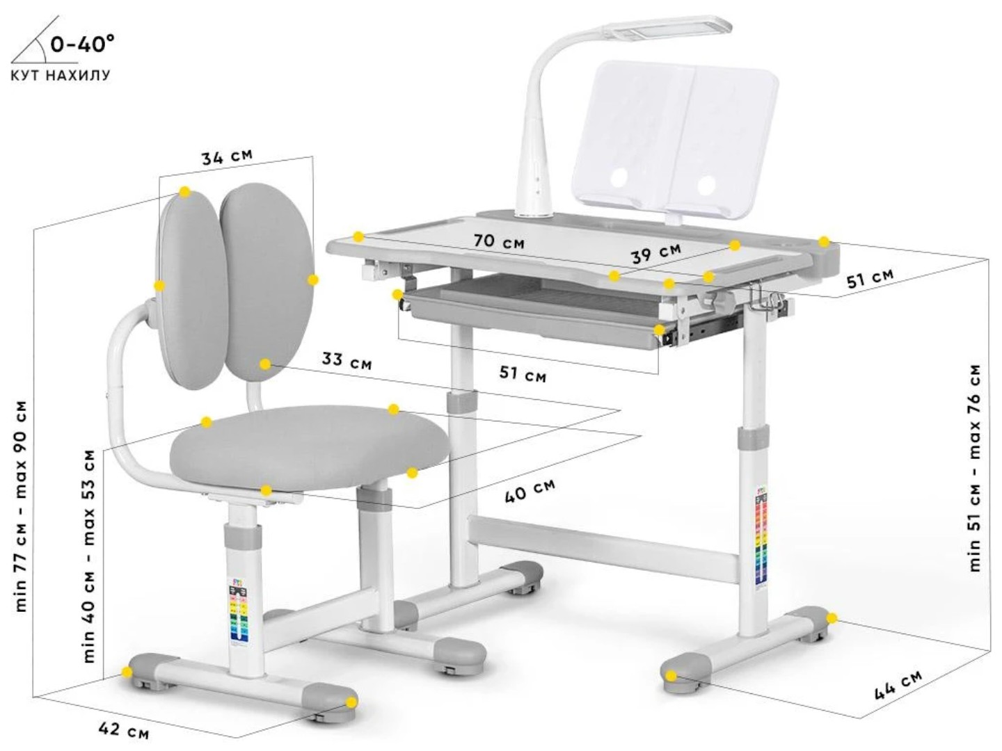 Комплект меблів шкільний Evo-kids BD-20 G — фото 2
