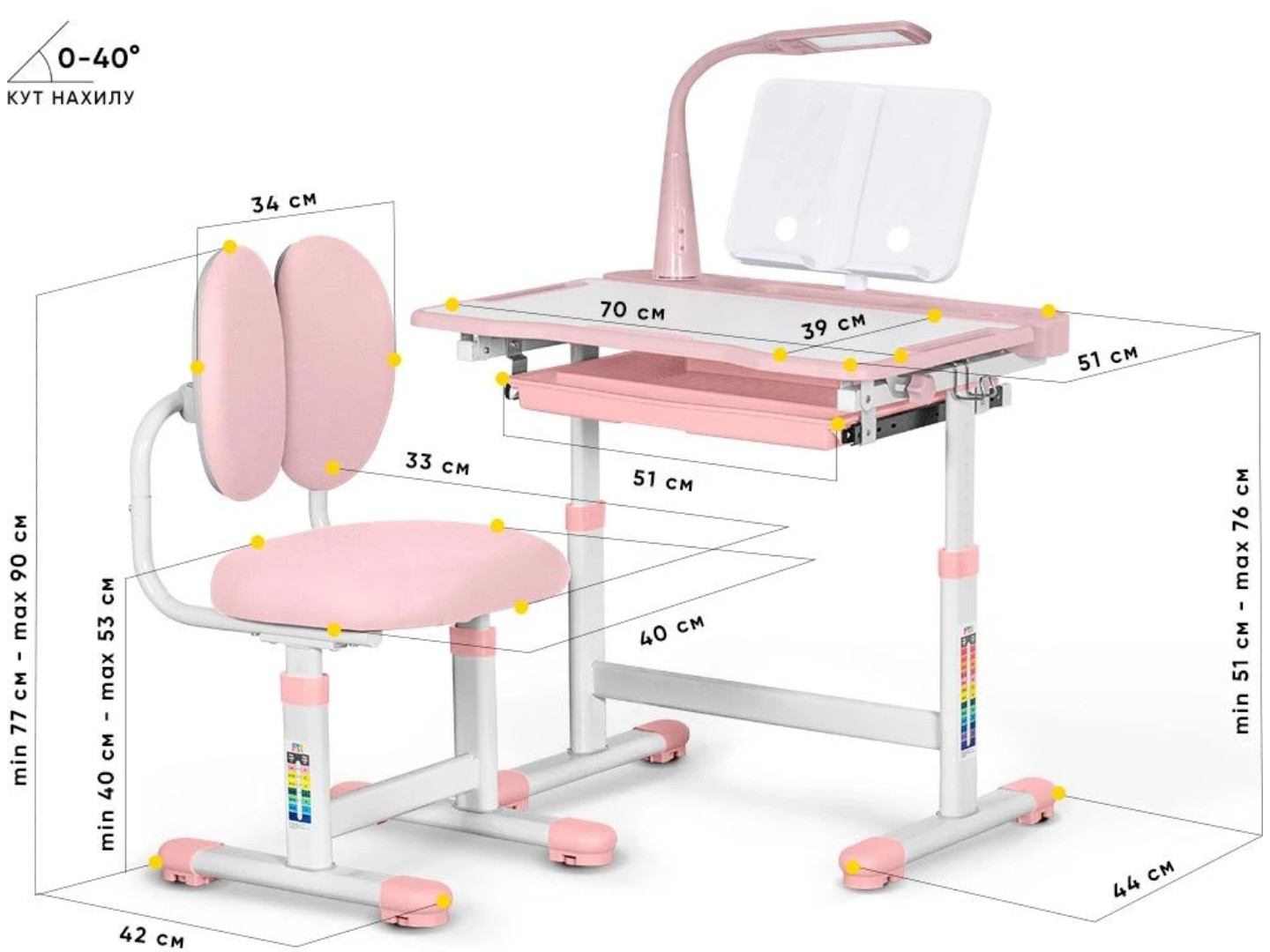 Комплект меблів шкільний Evo-kids BD-20 PN — фото 2
