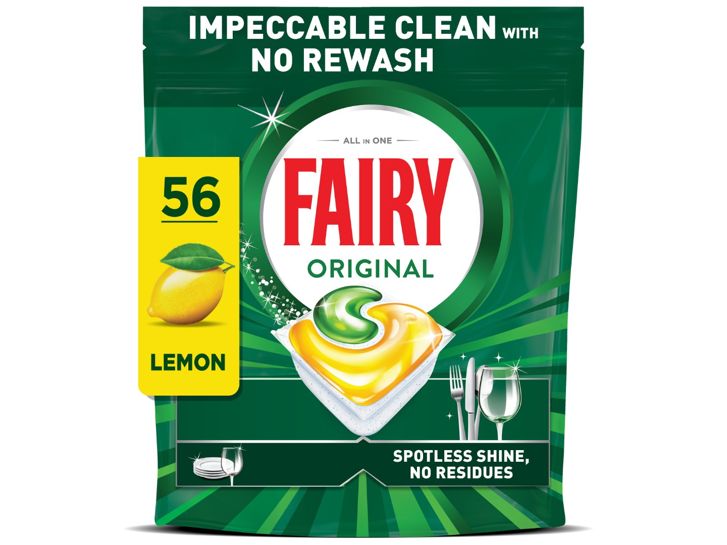 Таблетка для посудомийної машини Fairy Original All In One Лимон 56 шт — фото 1