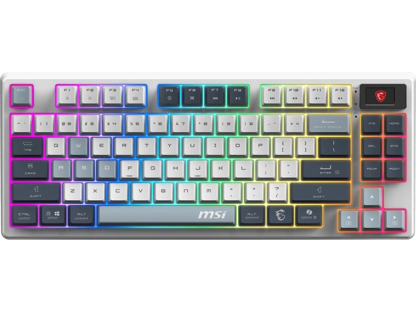 Клавіатура бездротова ігрова MSI FORGE GK600 TKL W SKY UA EN/UKR/RU, RGB, White