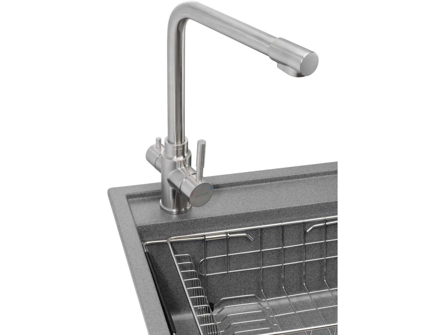 Мийка кухонна+змішувач+дозатор GRANADO Optimal Estella grafito (+Badalona LUX inox+Redondo inox+кошик+дошка) — фото 3
