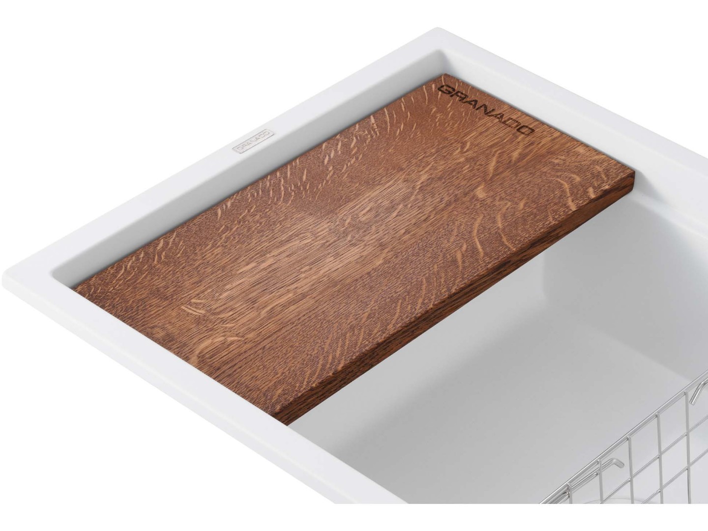 Мийка кухонна+змішувач GRANADO Optimal Estella white (+Badalona LUX inox + дозатор Redondo inox + кошик + дошка) — фото 6