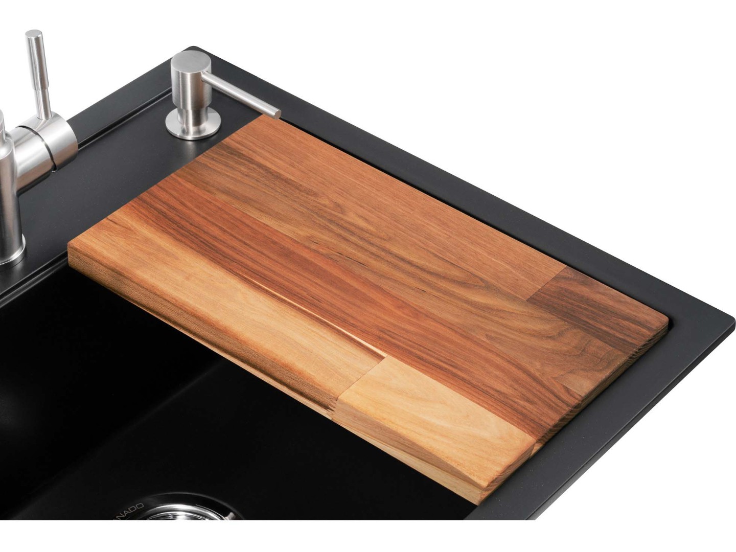 Мийка кухонна+змішувач GRANADO Optimal Lerida black shine (+ Badalona LUX inox + дозатор Redondo inox + кошик + дошка) — фото 3