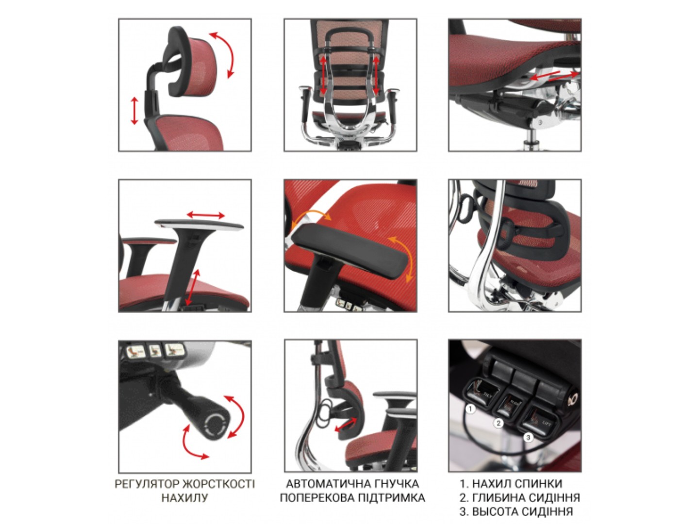 Крісло офісне GT Racer X-815L White/Red (W-52) — фото 9