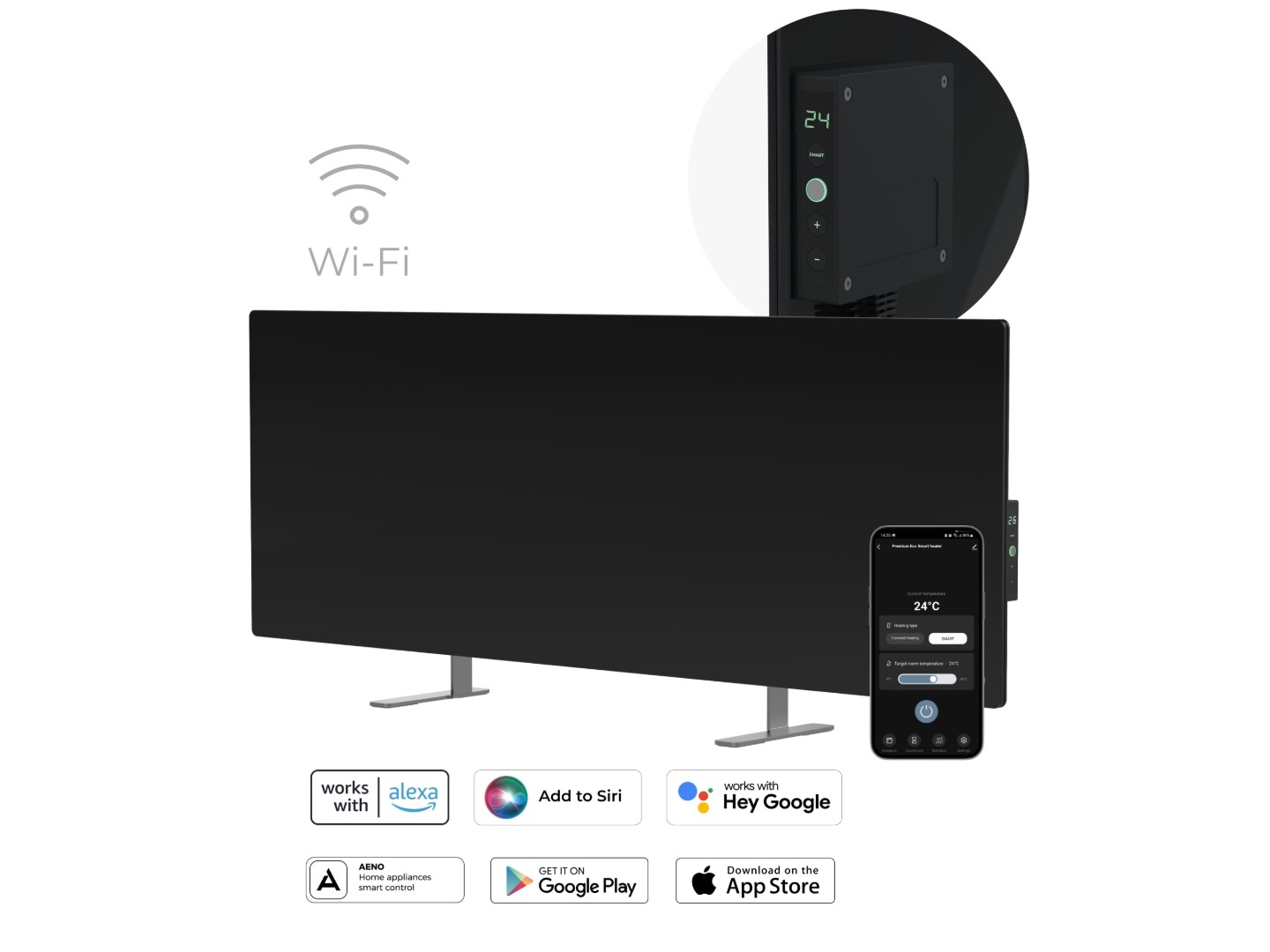 Конвектор AENO Premium Eco Smart GH4S LED Black (AGH0004S) — фото 2