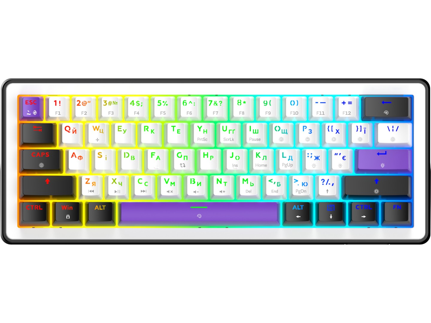 Клавіатура дротова ігрова Hator Hellyberry HK60 White-Violet (HK60)