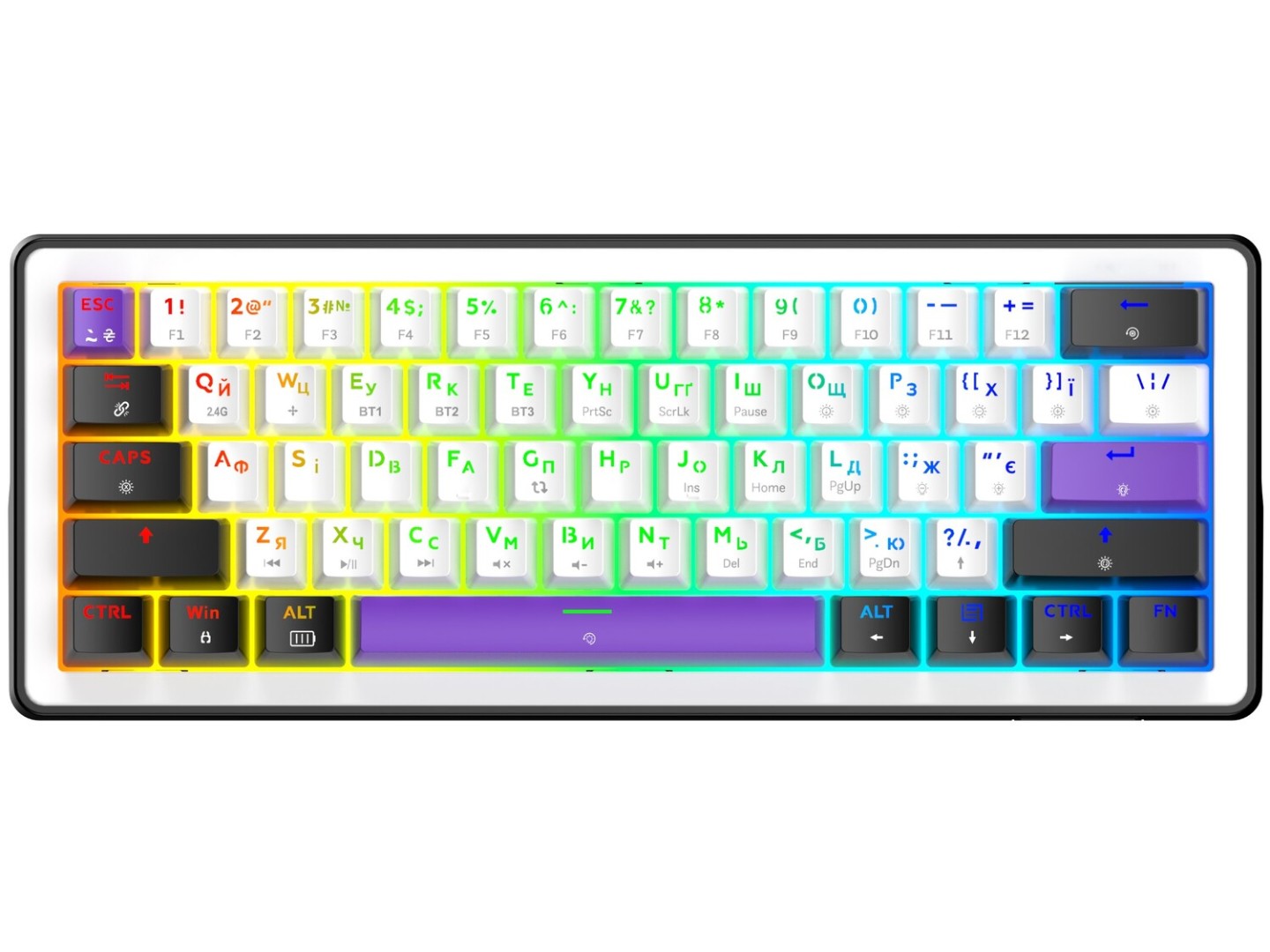 Клавіатура бездротова ігрова Hator Hellyberry HK60 wireless White-Violet (HK60_wireless)