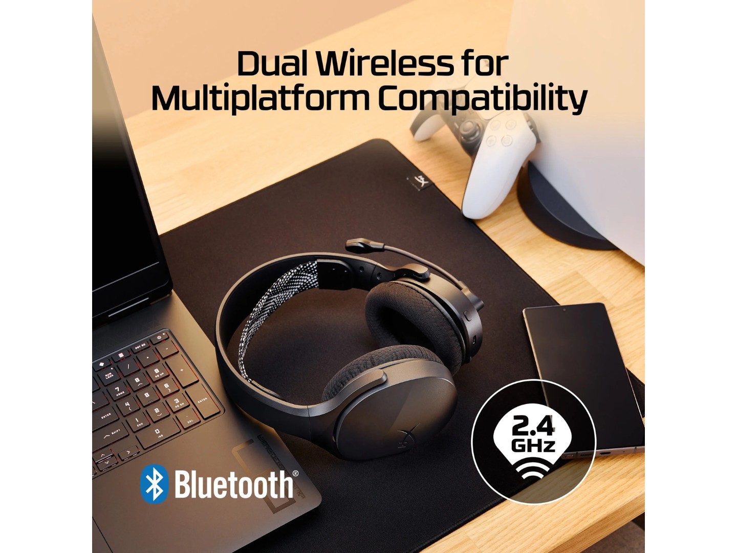 Гарнітура бездротова ігрова HyperX Cloud Jet Black (AJ0T1AA) — фото 2