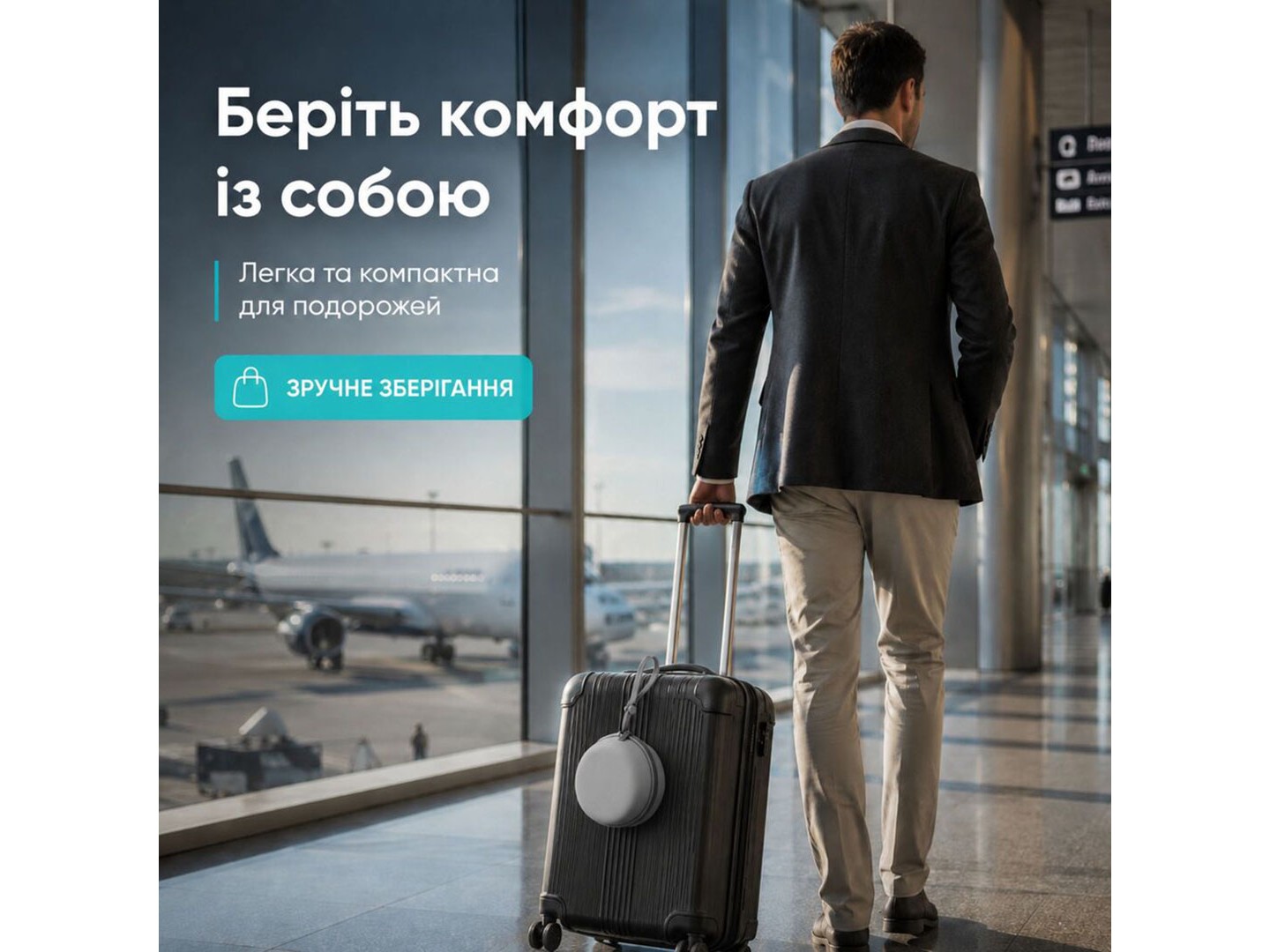 Подушка ортопедична IDEIA TRAVEL Premium 27х26х17 см рогалик з ефектом пам'яті у подарунковій коробці (8-36364) — фото 4