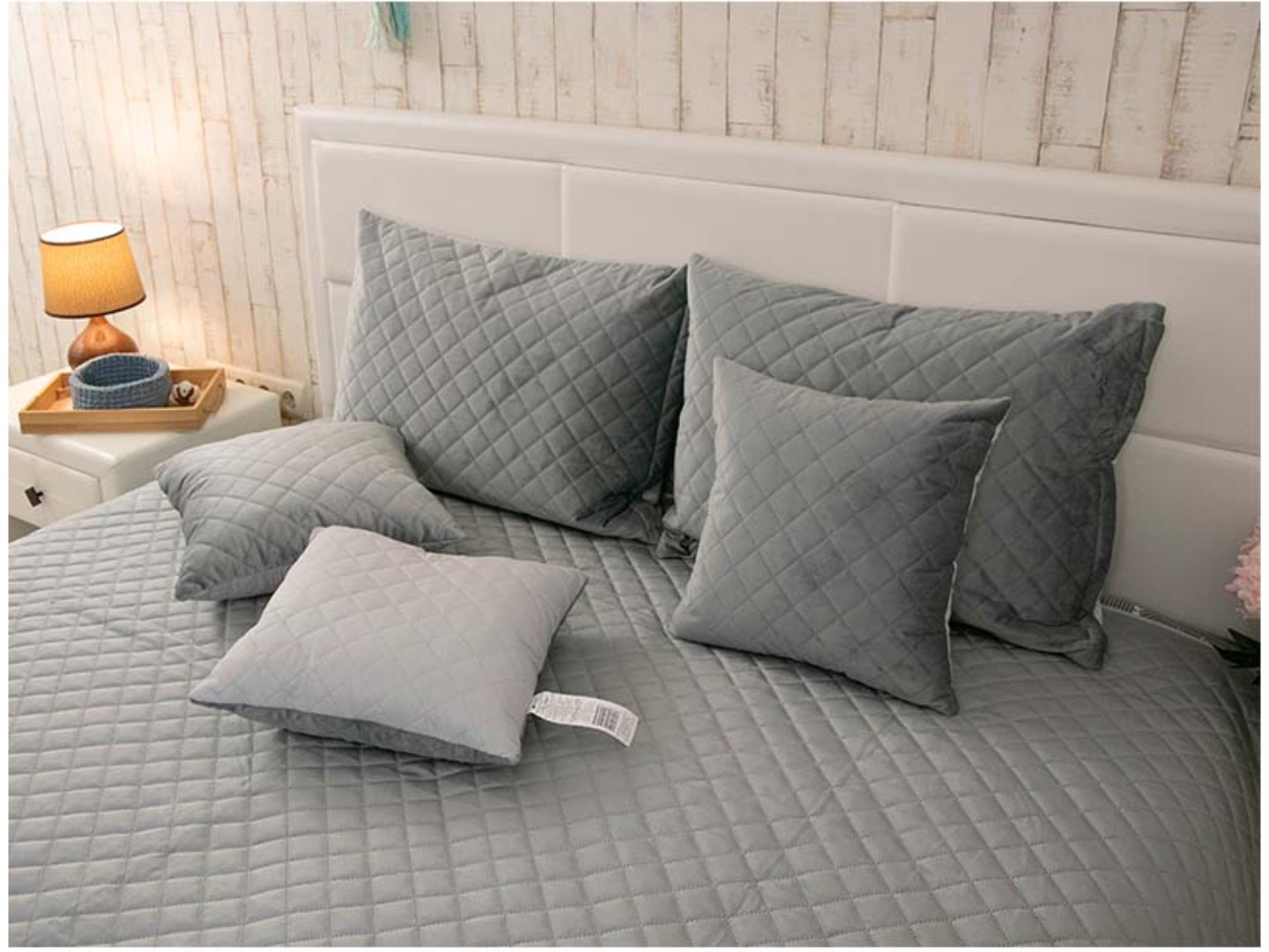 Покривало двоспальне Руно 220х240 велюр (330.55_Dark Grey ромб) — фото 6