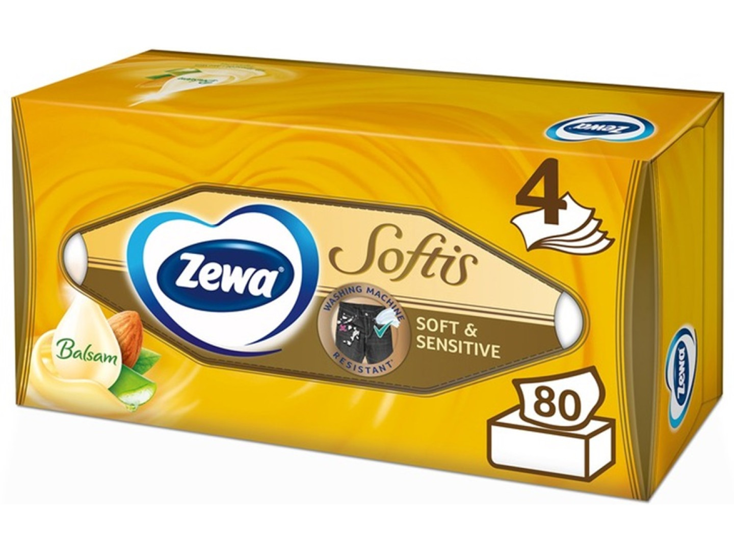 Серветки косметичні Zewa Soft Sensitive 80 шт. (7322540926279)