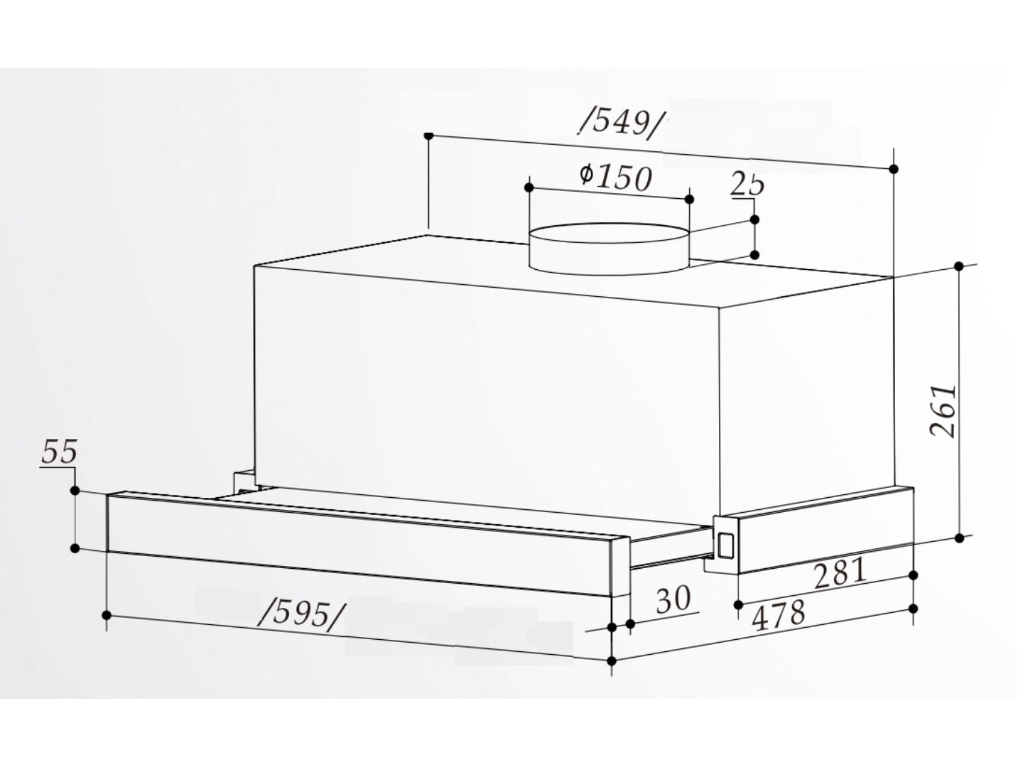 Витяжка вбудована Interline SLIM ULTRA X/S A/60 — фото 11