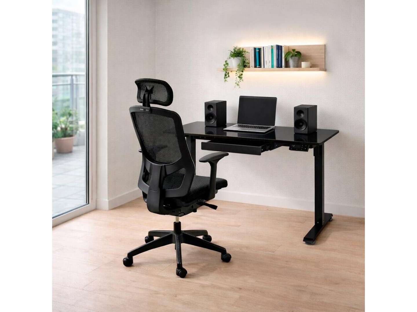 Стіл з електрорегулюванням висоти Mealux PowerDesk Glass Black (EVO-201 Glass/Black) — фото 2