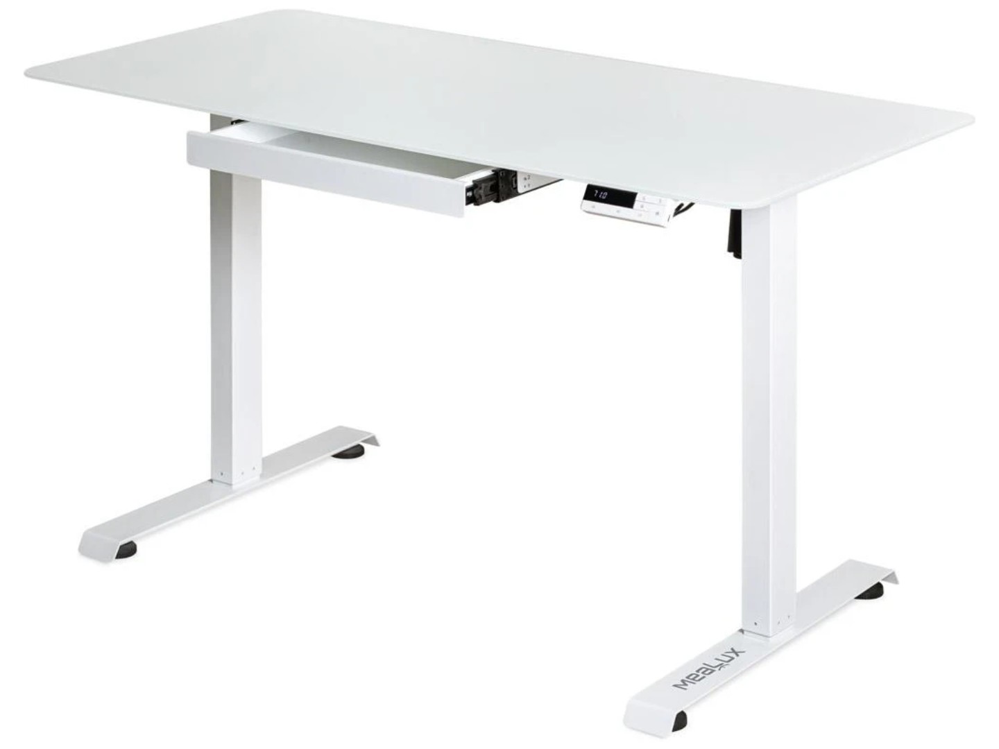 Стіл з електрорегулюванням висоти Mealux PowerDesk Glass White (EVO-201 Glass/White) — фото 1